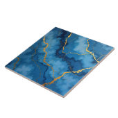 Trendy Azure Blue Gold Marble Collectie Tegeltje (Zijkant)