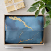 Trendy Azure Blue Gold Marble Collectie Tissuepapier (Geschenk)