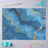 Trendy Azure Blue Gold Marble Collectie Tissuepapier (Craft)
