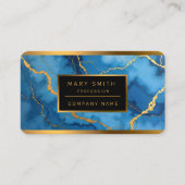 Trendy Azure Blue Gold Marble Collectie Visitekaartje (Voorkant)