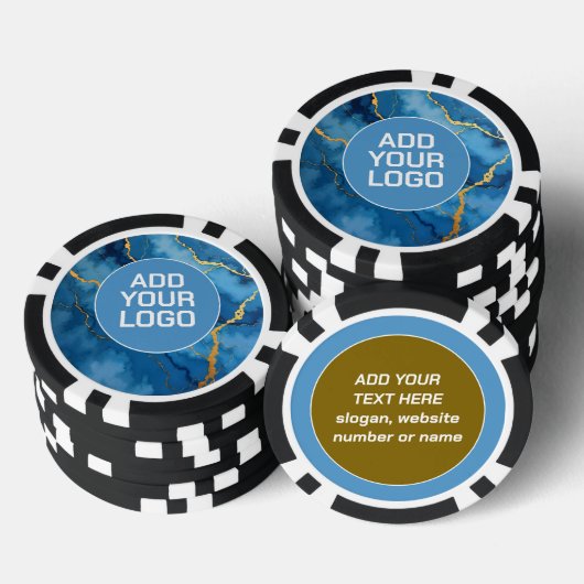 Trendy Azure Blue Gold Marble Collection Poker Chips (Opstapeling)