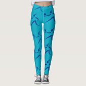 Trendy Azure Blue Women Tennis Pattern Leggings (Voorkant)
