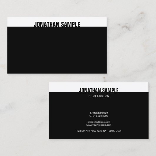 Trendy B&W Modern Elegant Zwart Wit Sjabloon Visitekaartje (Voorkant / Achterkant)