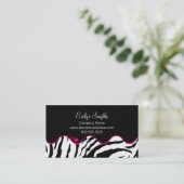 TRENDY B&W ZEBRA AFDRUKKEN MET HOT PINK CURVE ACCE VISITEKAARTJE (Staand voorkant)