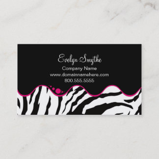 TRENDY B&W ZEBRA AFDRUKKEN MET HOT PINK CURVE ACCE VISITEKAARTJE