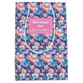 Trendy baby blauw en hete roze aangepaste naam cad medium cadeauzakje (Voorkant)