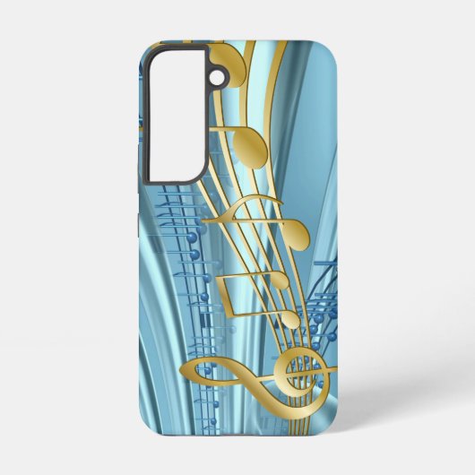 Trendy Baby Blue Musical Notes Samsung Galaxy Hoesje (Achterkant)