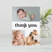 Trendy Baby Boy Meerdere Foto's Aangepast Bedankkaart (Staand voorkant)
