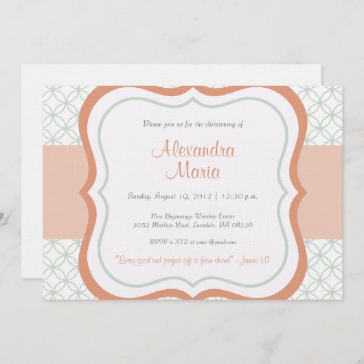 Trendy Baby Dedication Christening Uitnodiging (Voorkant / Achterkant)