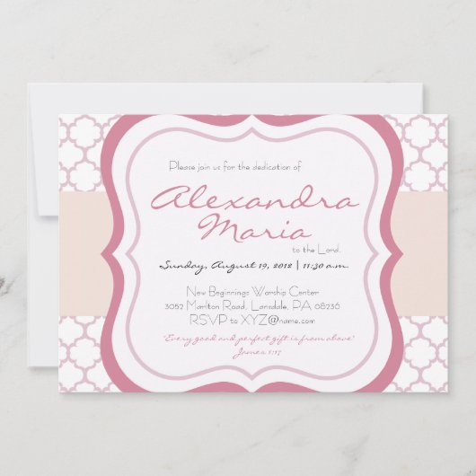 Trendy Baby Dedication Christening Uitnodiging (Voorkant)