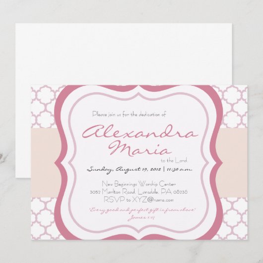 Trendy Baby Dedication Christening Uitnodiging (Voorkant / Achterkant)