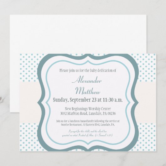 Trendy Baby Dedication Christening Uitnodiging (Voorkant / Achterkant)
