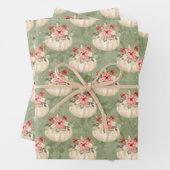 Trendy Baby Meisjes Pompoen Groen Goud Glitter Inpakpapier Vel (In situ)