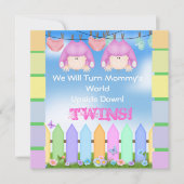 TRENDY BABY SHOWER Invitations GIRL TWINS! Kaart (Voorkant)