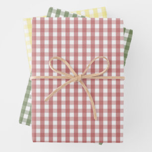 Trendy Baby Shower Rood Groen Geel Gingham Plaid Inpakpapier Vel