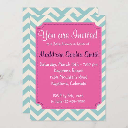 Trendy Baby Shower-uitnodigingen Kaart (Voorkant / Achterkant)