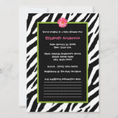 Trendy Baby shower Zebra Pattern Pink Daisy Kaart (Achterkant)
