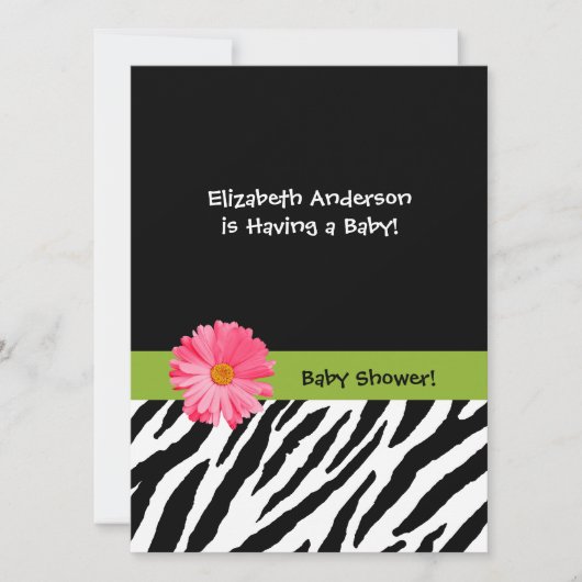 Trendy Baby shower Zebra Pattern Pink Daisy Kaart (Voorkant)