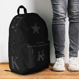 Trendy Back to School Monogram Stijlvol Zwart  Bedrukte Rugzak