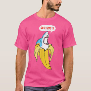 Trendy Banana Shark Surprise Humor T-shirt
