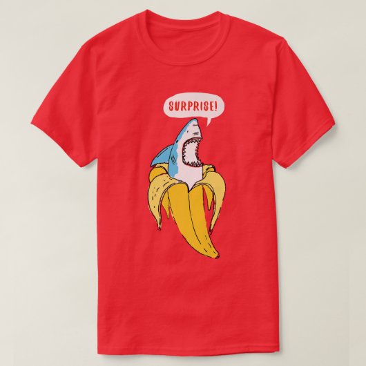 Trendy Banana Shark Surprise Humor T-shirt (Design voorkant)