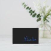 Trendy Barber in Bright Blue op Black Visitekaartje (Staand voorkant)