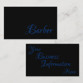 Trendy Barber in Bright Blue op Black Visitekaartje (Voorkant / Achterkant)