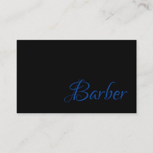 Trendy Barber in Bright Blue op Black Visitekaartje (Voorkant)