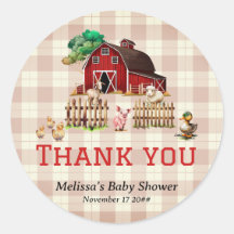 Trendy Barnyard Farm Animals Baby shower Dank u we
