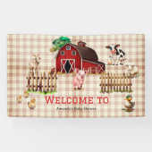 Trendy Barnyard Farm Animals Baby shower Welcome Spandoek (Horizontaal)