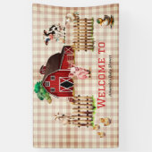 Trendy Barnyard Farm Animals Baby shower Welcome Spandoek (Verticaal)