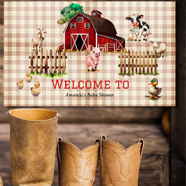Trendy Barnyard Farm Animals Baby shower Welcome Spandoek