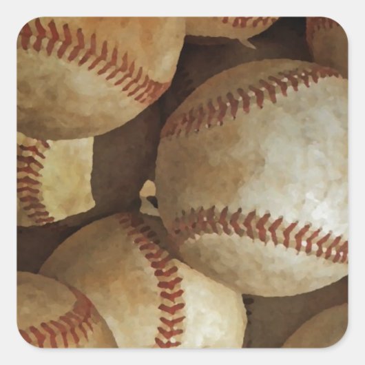 Trendy Baseball Artwork Vierkante Sticker (Voorkant)