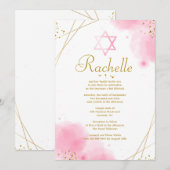 Trendy Bat Mitzvah Uitnodiging (Voorkant / Achterkant)