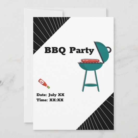 Trendy BBQ Barbecue Backyard Potluck Party Kaart (Voorkant)