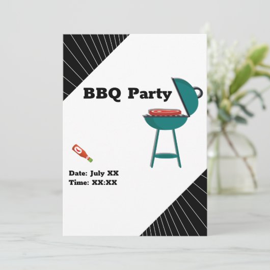 Trendy BBQ Barbecue Backyard Potluck Party Kaart (Staand voorkant)