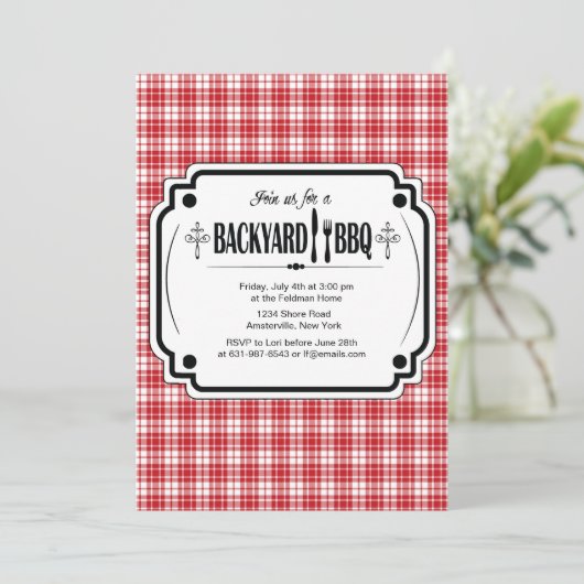 Trendy BBQ Uitnodiging (Staand voorkant)