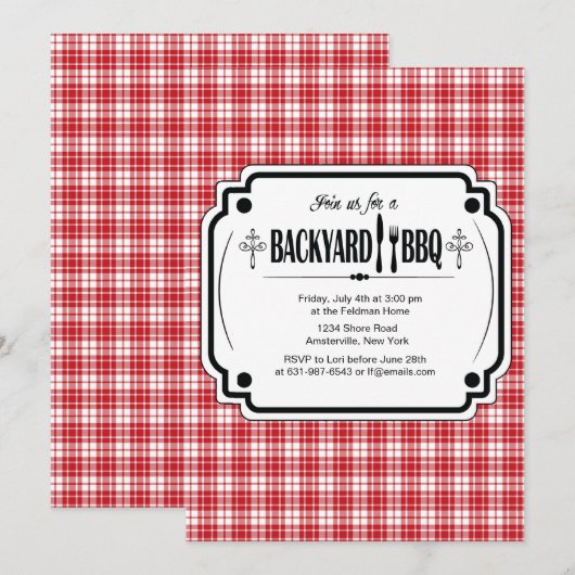 Trendy BBQ Uitnodiging (Voorkant / Achterkant)