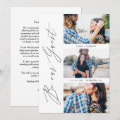 Trendy Be our Guest Chic Romantic 3 Photos Wedding Save The Date (Voorkant / Achterkant)
