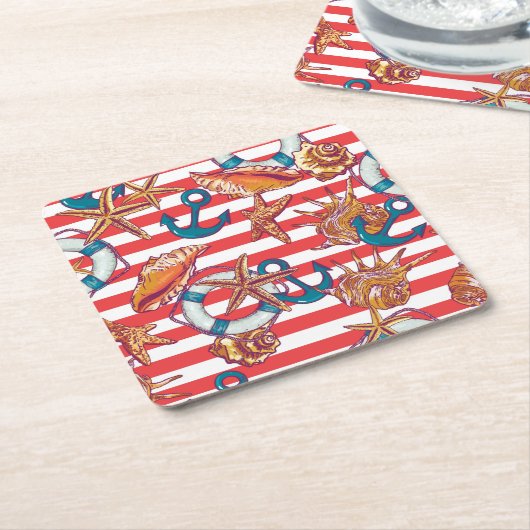 Trendy Beach Pattern Kartonnen Onderzetters (Schuin)