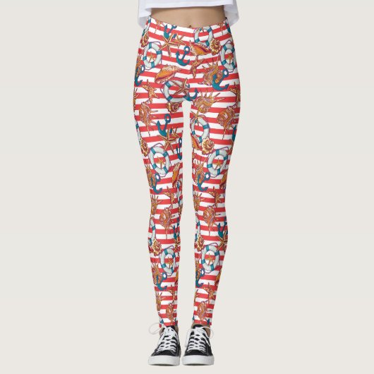 Trendy Beach Pattern Leggings (Voorkant)