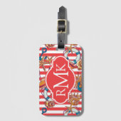 Trendy Beach Pattern | Monogram Bagagelabel (Voorkant (verticaal))