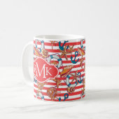 Trendy Beach Pattern | Monogram Koffiemok (Voorkant links)