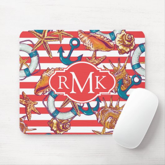 Trendy Beach Pattern | Monogram Muismat (Met muis)