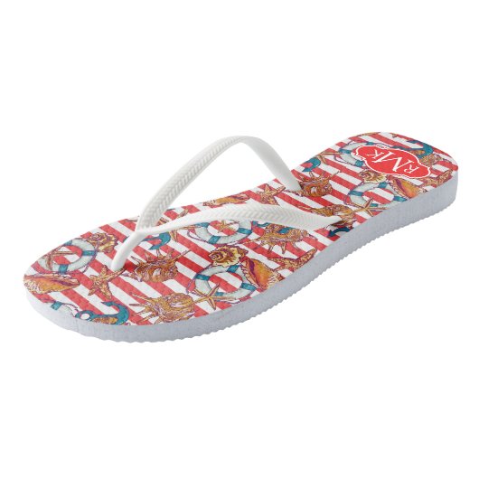 Trendy Beach Pattern | Monogram Teenslippers (Schuin)