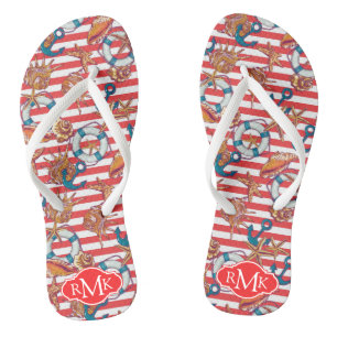 Trendy Beach Pattern   Monogram Teenslippers