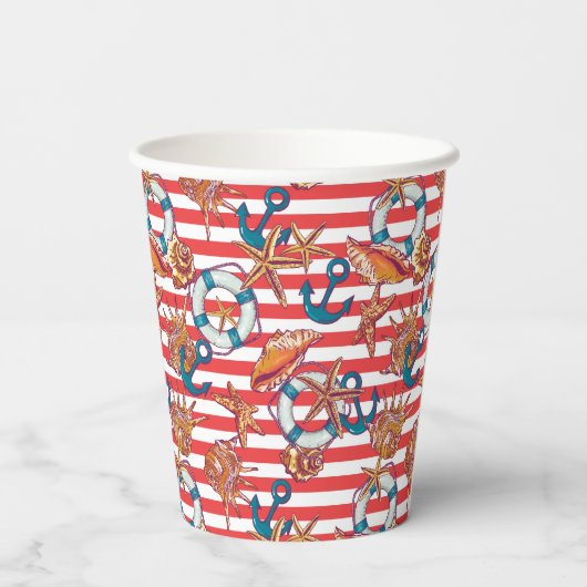 Trendy Beach Pattern Papieren Bekers (Achterkant)