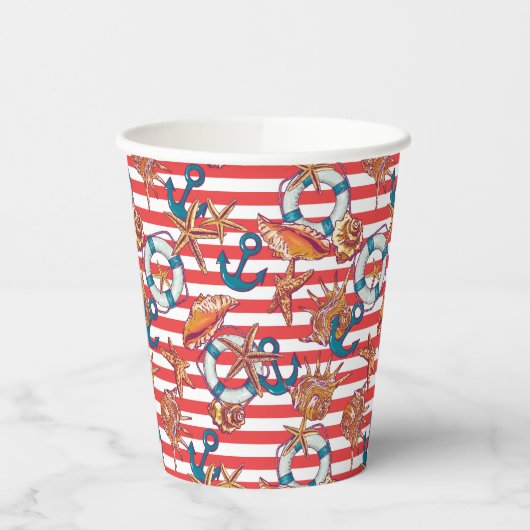 Trendy Beach Pattern Papieren Bekers (Links)