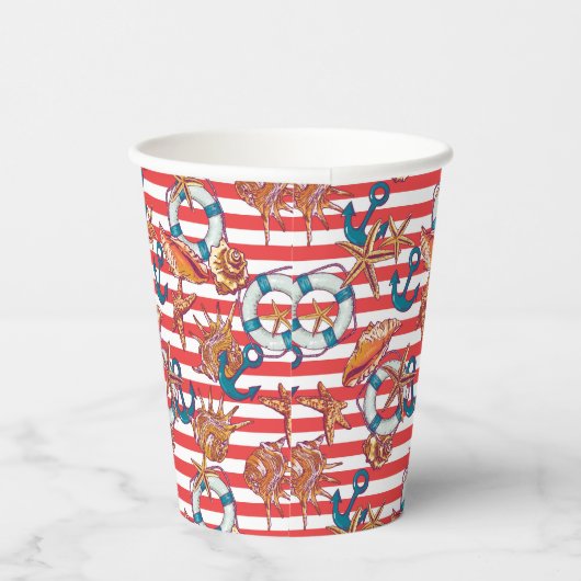 Trendy Beach Pattern Papieren Bekers (Rechts)