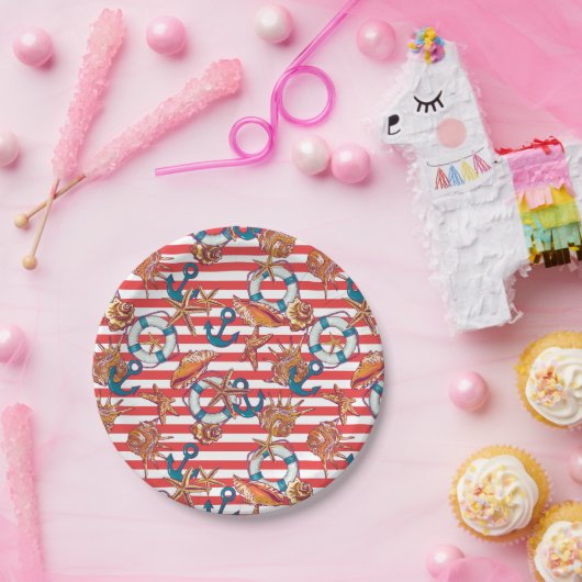 Trendy Beach Pattern Papieren Bordje (Feest)